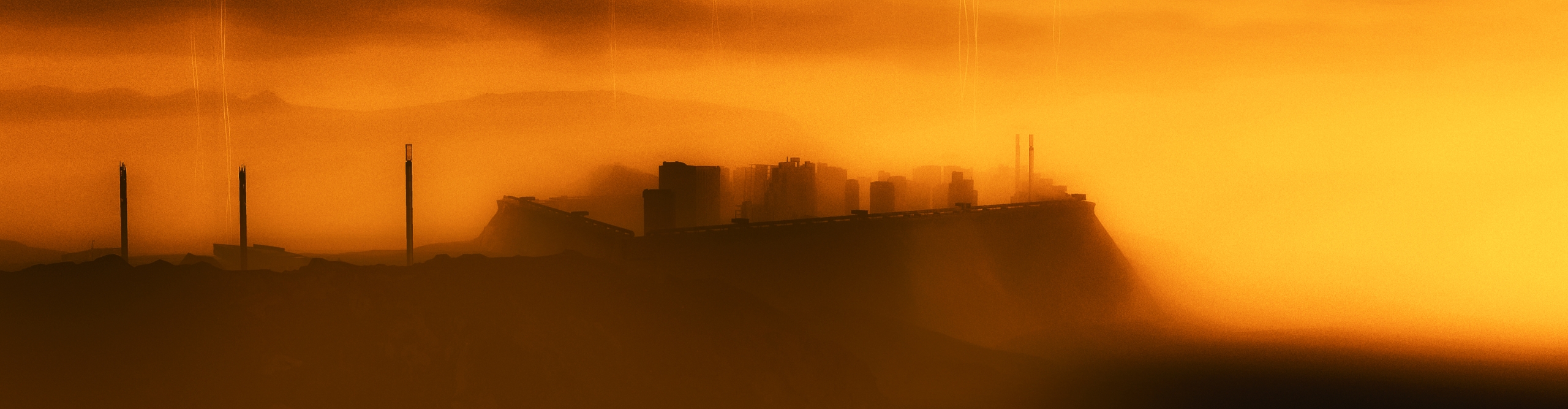 City in a hazy light